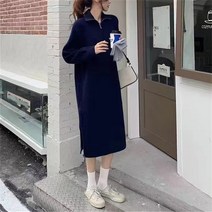 FANSYLI 여성 니트 원피스 가을 겨울 슬림 이너 롱 니트 10F