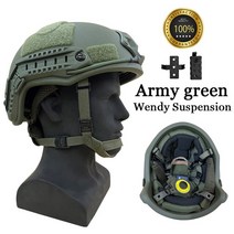헬멧탄도 ACH 하이 컷 전술 헬멧 PE NIJ IIIA 패스트 웬디의 서스펜션 패드 방탄, 01 Wendy Green_01 M