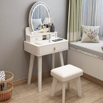 led 조명 화장대 원목 수납 서랍 틈새 코너 럭셔리, 60x40x140cm, 화이트