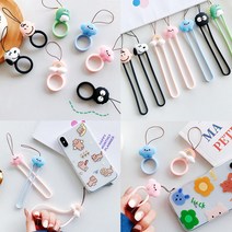 핸드폰줄 갤럭시/아이폰/에어팟/버즈 분실방지 손목/핑거 스트랩/귀여운 캐릭터 고리/끈/키링/커플추천, 1개, mae012a핑크구름