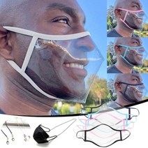 투명마스크1p+스트랩1p 세트 입모양마스크 페이스쉴드 강의용마스크 투명마스크 선생님마스크 위생투명마스크 수화마스크 면마스크, 네이비-스트랩투명