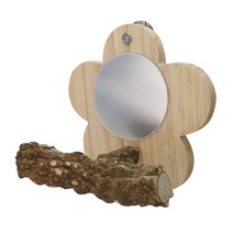 새 횃대 parrot wood perch stand with mirror 나무 농어 스탠드 장난감 포크 트리 분기 스탠드 랙 squirrel bird hamster branch, 나무 색상
