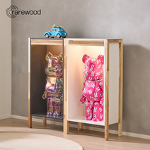 핸드메이드 대형 피규어 장식장 (베어브릭 1000%) 레어우드, 화이트바디, 2단