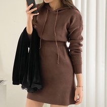 키메라제이 슬림 골지 후디 스판 니트 원피스 3color
