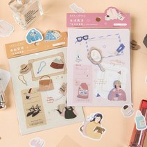 나의 작은 갤러리 다꾸 일러스트 다이어리 스티커 일상 캐릭터 소품 꽃 소녀 손그림 팬시 편지 데코 아기자기, 티타임