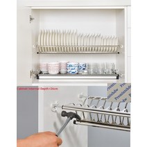 49-73cm 2 단 스테인레스 스틸 캐비닛 찬장 접시 식기 건조 랙 노크 온 보관, 03 W59-63CM
