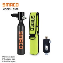 스쿠버미니산소통 미니산소통 산소통 Smaco 스쿠버 다이빙 장비 용량 0.5L 시간 10 분 스노클링 세트 쉽게 수중 스쿠버 다이빙 탱크 산소 사용 S300, Smaco S300-A1