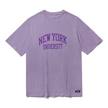 [유니버셜유니버시티] NEWYORK 뉴욕 바이오워싱 반팔 티셔츠 커플 크루넥 퍼플 보라 프린팅 아이비리그 라운드넥 티 (남여공용)