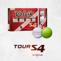 TOUR S4 V-FOCUS 4pc 12구 우레탄볼 정품 볼빅골프공 선물용 파워 듀얼 코어 & V-FOCUS 라인, TOUR S4 V-FOCUS 그린