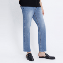 다잇템 남자 밑단컷팅 H라인 진팬츠 중청 데님팬츠