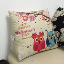 삼각 쿠션 쿠션 쿠션 침대 머리 허리 보호대 쿠션 다다미 쿠션 창문 쿠션 소파 사무실 의자 등받이, 러브 부엉이