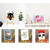 학교납품전문 DIY 유화 그림 그리기 미니 사이즈 초보용 쉬운 캐릭터 고양이 부엉이 어린이 방과후 교실, M01 리본 피그
