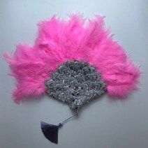 큰 크기 디자인 아프리카 오렌지 깃털 팬 숙 녀 웨딩 신부 더블 사이드 나이지리아 꽃 Handfan, [01] 35cmx45cm, [36] double side