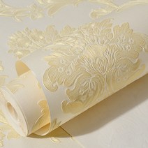 자체접착 벽지 정압 부직포 도톰 3D 엠보싱 벽지 침실 거실 TV 배경벽 스티커(폭 0.53m*길이 10m)폭0.53쌀*긴10쌀, JA203쌀 노란색