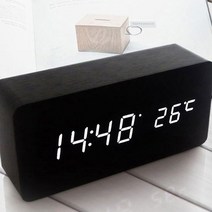 LED 우드 탁상 디지털시계 대, 화이트