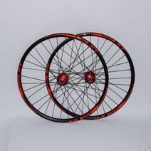 자전거바퀴 자전거휠셋 MTB 자전거 4 실드 베어링 휠 알루미늄 합금 산악 더블 림 휠셋, 24h red hub black