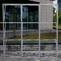 포토존 포토월 접이식 현수막 거치대 광고 미니트러스, 강화철망3X3그리드2.3X2.3미터잉크젯천케이