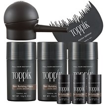 TOPPIK 토픽 흑채 12g 3개 세트 (3개월분) 에어펌프 옵티마이저 포함 3g 3개 증정 색상선택 천연케라틴 증모제, 어두운 갈색 12g, 1세트