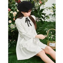 셔츠 카라 미니 원피스 주름 루즈핏 러블리 귀여운 학생 캐주얼 스타일 원피스