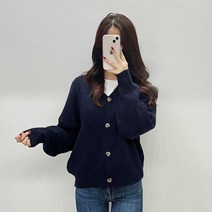 아방핏 도톰 브이넥 퍼프 벌룬 단추 니트 가디건 6color