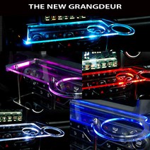 ArtX 더뉴 그랜저 USB 5V LED 2단 차량용 무중력테이블 컵홀더 식탁 자동차 선반 핸드폰 거치대 수납용품, 퍼플, 포함, 미니-컵홀더 타잎