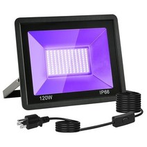 885528 Ontesik 120W 395nm UV 블랙 라이트 아웃도어 IP66 방수 스위치 포함 조명 형광등 파티에 사용 스크린 인쇄 수족관 형광 포스터 바디 페인팅, 1 Count (Pack of 1)
