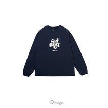 캐치디 오리지널 디자인 봄 남성 패션 네이비 블루 플라워 루즈 백킹 셔츠 롱 슬리브 티셔츠