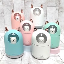 1+1 건조한 사무실 청소간편 가습기 자동차용 충전식 탁상용 개인용 미니 가습기 실내 가성비 조명 가습기, 댕댕이핑크, 캣핑크