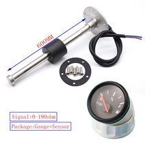 레드 백라이트 연료 게이지 52MM 레벨 센서 125MM 0-190ohm 보트 용 오일 탱크 표시기, 19 600mm
