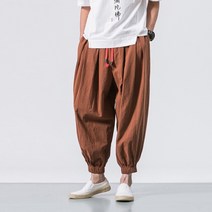 [블라크12/국내당일발송] 린넨 마 항아리바지 와이드 조거팬츠