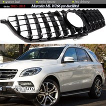 벤츠 그릴 세로그릴 다이아몬드그릴 abs 블랙 실버 교체 프론트 범퍼 라디에이터 gtr mercedes m ml class w166 pre-facelift 2012-2015에, 검은색
