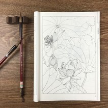 연화도 연꽃 밑그림 도안집 94p 민화 한국화 그리기, 25x18cm