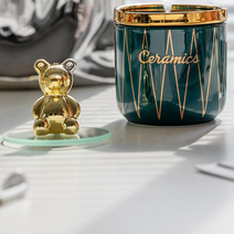 슈가제니 세라믹 가정 업소용 뚜껑 재떨이, 딥그린