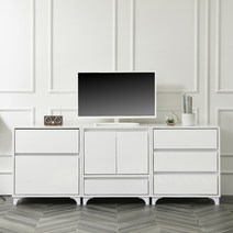 블랑누보 사이드보드 티브다이 거실 TV 서랍장 높은 티비다이 안방 TV장 키큰 거실장 세트, 화이트(높은거실장세트)
