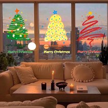 정전기 스티커 카페 크리스마스 장식 상점 커피 숍 창 유리 문 트리 소품, C