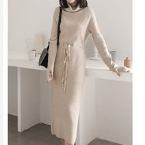 여성 롱원피스 터틀 니트 허리끈 가을 원피스