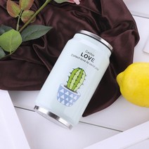 만화 빨대 스테인레스 스틸 진공 플라스크 캔 보온병 머그잔 보온 물병 텀블러 컵 300ml, 08 Light Green