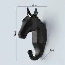 북유럽 동물 행잉 코트 후크 1 개 월 펀치 프리 사슴 머리 키 행거 홈 스토리지, Black unicorn