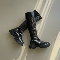 무감각 여성 여자 미들 워커 부츠 신발 4cm 굽 블랙 색상