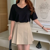 네쥬 여성 봄 여름 브이넥 기본 데일리 반팔 티셔츠