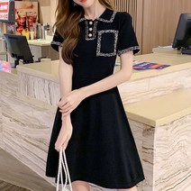 Happy Shopping 트위트 진주 카라 정장 하객 룩 여름 A라인 원피스 5877