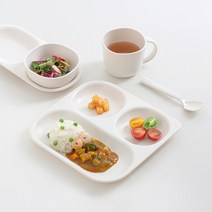 탁가온 에코젠 네모 3구 유아 식판, 옐로우