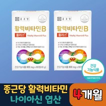 날송건강 종근당 비타민 B 비 군 b1 b2 b6 b12 활력 조혈 신경비타민 영양제 알약, 2박스(4개월분)
