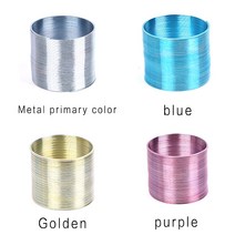 FINEWE-플랫 메탈 레인보우 서클 재미있는 클래식 웨이브 링 스프링 완구 멀티 컬러 사이즈 48x58mm 맞춤형 로고 서비스 포함, [01] 48x58mm silver
