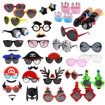 파티 안경 60종류 생일 코믹 행사 할로윈 크리스마스, (01)하트안경(레드)