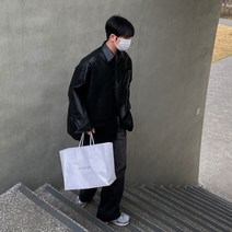 남자 오버핏 레더 가죽 셔츠 자켓 (2컬러) 블랙 아이보리 여자 라이더 비건 간절기 코디