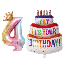 파파 파티 1m 케익 케이크 풍선 생일 파티, 1개, 케이크+왕관숫자4