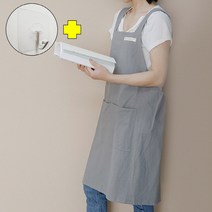 HY X형 린넨 앞치마 단추형 유치원 어린이집 보육교사 네일 주방 원피스, 1개, 그레이_단추형