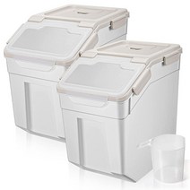 Sunnyray 22.7kg50파운드 쌀 보관 용기 2개 계량 컵 포함 두꺼운 반려동물 사료 개 고양이 건조 식품 통 밀가루 시리얼 바퀴 달린 대형 USA 미국, 4