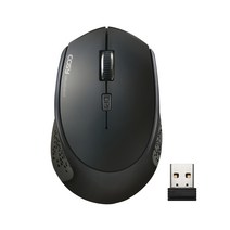 코시 노트북 데스크탑 PC USB 옵티컬 무선 마우스 사무용 인체공학 디자인 4버튼 편한 2.4Ghz wireless mouse, 블랙, M3428WL-F